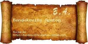 Bendekovits Agaton névjegykártya